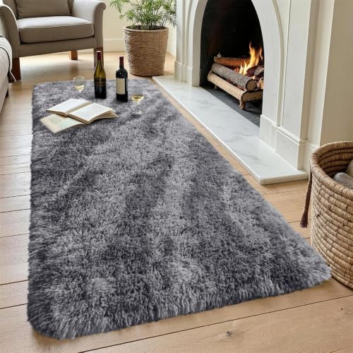 Noahas 2x10 Grey Fluffy Soft Runner Rug Non-Slip - Image 4