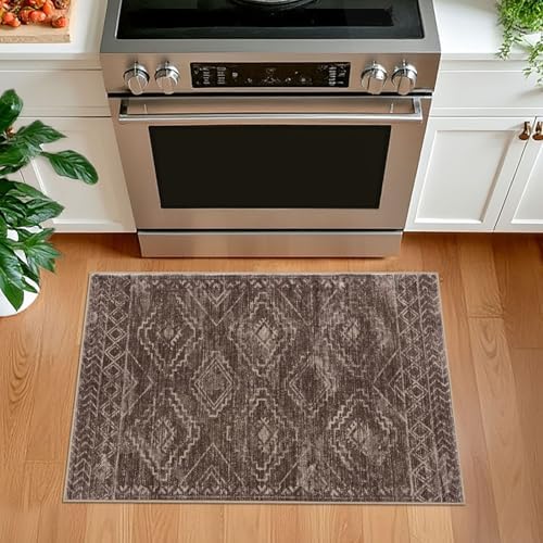 KILOCOCO Entryway Rug 2x3 Washable Rug Door Mat Indoor, Chocolate Brown - Image 3