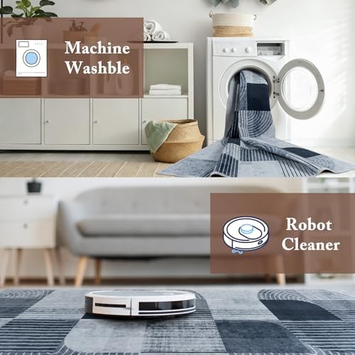 Washable Modern Geometric Hallway Runner Rug - Image 6