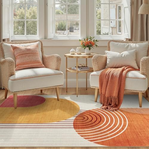 DCX Abstract Washable 5x7 Rug, Non Slip Low Pile Rug - Image 2