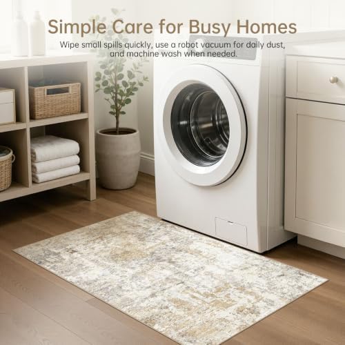 LOONGRUG Runner Rug 2x4 Washable Non-Slip Neutral Modern Abstract Rug - Image 3