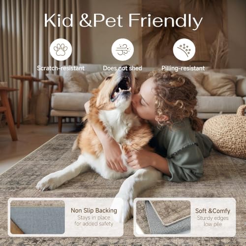 HUGEAR Taupe 9x12 Neutral Area Rugs - Image 5