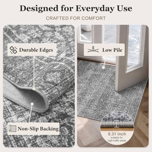 2.6x8 Small Vintage Washable Area Rug - Image 3