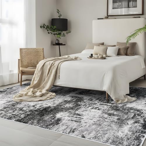 5x7 Abstract Area Rug: Washable Non Slip Soft Rug - Image 2