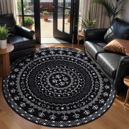 SERISSA 4ft Washable Non-Slip Boho Round Area Rug - Image 2