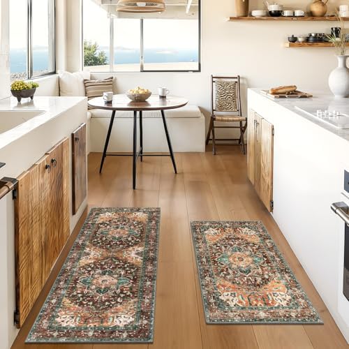 Yamaziot Washable Runner Rug Set of 2, Non-Slip Boho Hallway Kitchen Rug - Image 7