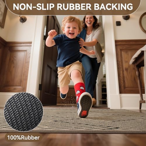 Front Door Mat Indoor Outside Entrance Non-Slip Mats Brown 36"x59" - Image 6