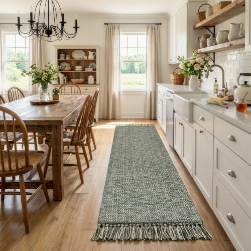 Collive Sage Green Kitchen Runner Rug by Collive