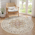 cotiled 5ft Round Living Room Area Rug, Traditional by COTILED