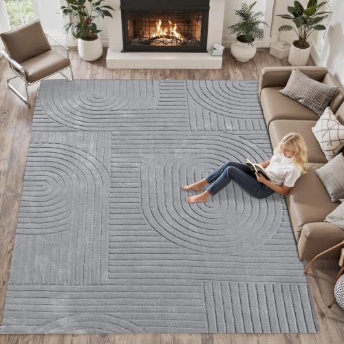 Grey Solid Area Rug 9x12, Large Washable Soft Rugs - Image 7