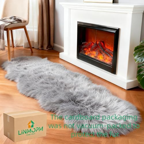 linmopm Faux Fur Sheepskin Rug, 2x6 ft Runner - Image 3
