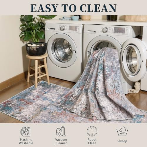 Tangsoo Abstract 2x3 Washable Rugs - Image 5