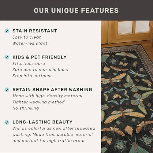 Green and Black 3x10 Wide Washable Runner Rugs - Image 6