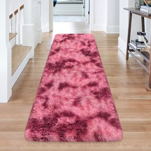 Tie-Dyed Red 2x6 Machine Washable Runner Rugs - Image 3