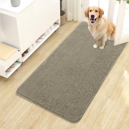 OLANLY Dog Door Mat for Muddy Paws 44x24, Super Absorbent Chenille Mud Mat by OLANLY