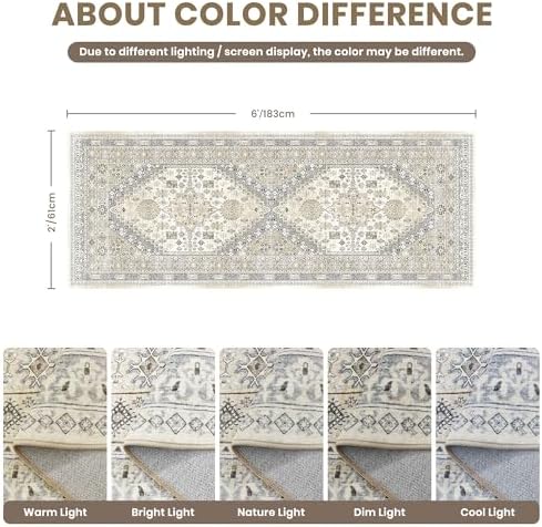 zesthome 2x6 Runner Rug Non Slip, Washable Hallway Runner Rug - Image 2