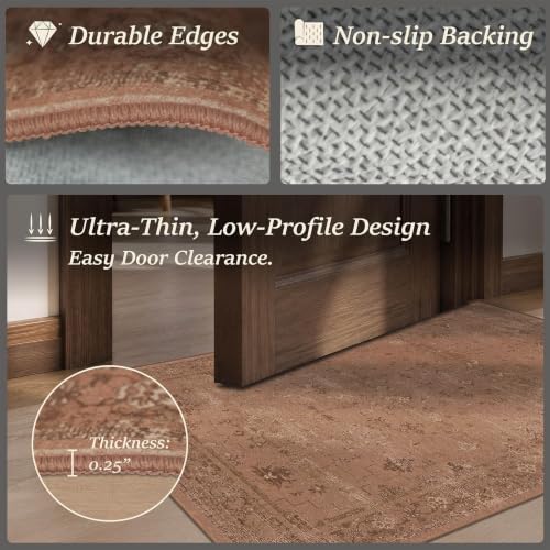 Terracotta 3x5 Washable Entryway Rug, Non-Slip Small Indoor Rug - Image 4