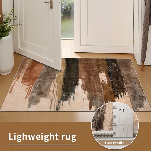 Ciicool 2x6 Runner Rugs for Hallway Kitchen, Modern Abstract Washable Brown - Image 5
