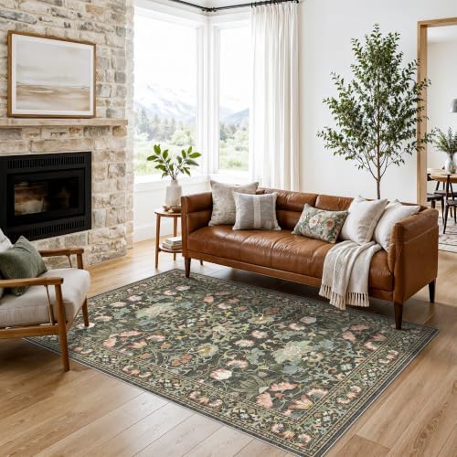 Washable 5x8 Living Room Area Rug: Vintage Water-Resistant Soft Rug by HYHAOYUNLAI