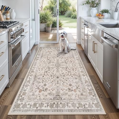 Washable 4x6 Kitchen Rug Non-Slip – Soft Stain-Resistant Low-Pile Indoor Floor by BYYVOORugsforYourHome