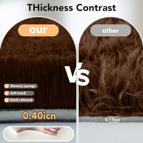 8x10 Brown Fluffy Area Rug: Brown Carpet - Image 5