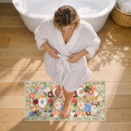 Green Floral Hallway Runner Rug 2x4 - Image 5