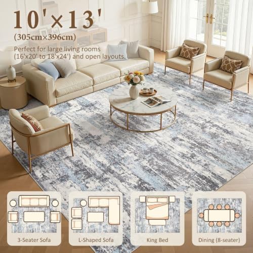 10x13 Area Rugs Abstract Washable Living Room Rug - Image 7