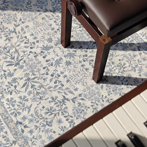 jinchan 6x6 Washable Corner Area Rug, Soft Floral Non-Slip - Image 4