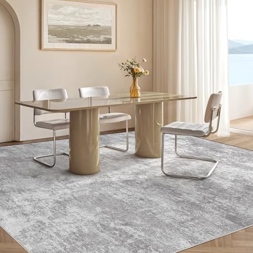 Area Rug Living Room-12X15 Abstract Washable Rug Light Grey - Image 3