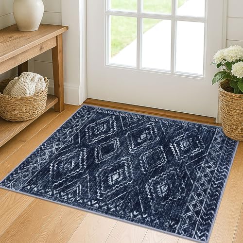 KILOCOCO Entryway Rug 2x3 Washable Rug Door Mat Indoor, Dark Blue by Kilococo