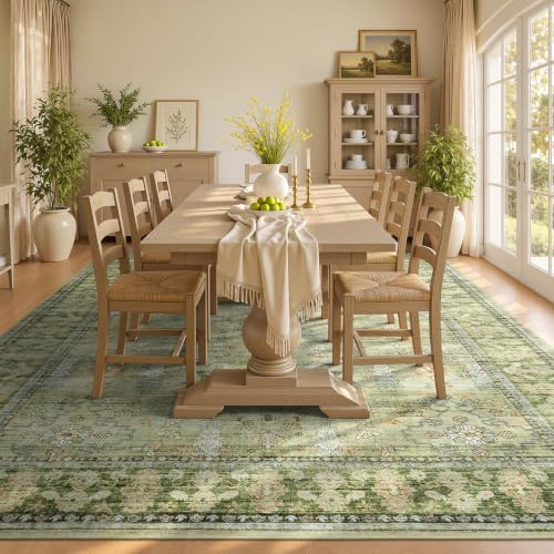 9x12 Area Rug for Living Room, Non-Slip Washable Large Carpet, Sage Green - Image 3