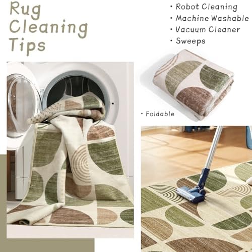 MUJOO Washable Rug 8x10, Large Area Rugs Non Slip Modern Abstract - Image 4