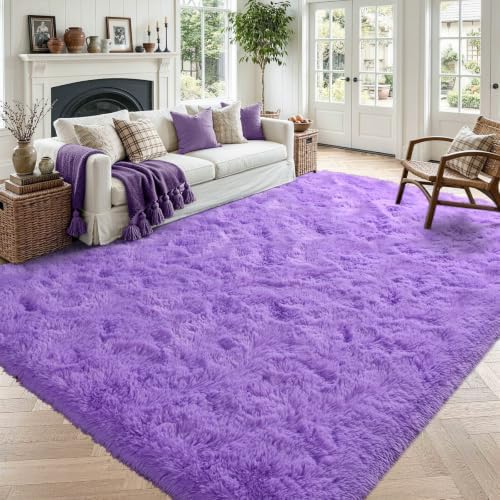 4'x5'3'' Purple Fluffy Soft Area Rug Non-Slip by ModernHomeDecor