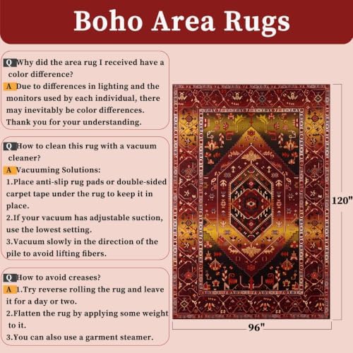 SERISSA 8x10 Washable Non Slip Boho Area Rug - Image 2