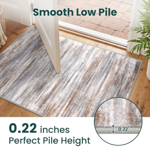 KOZYFLY Modern Rug Runner for Hallway 2x8 Grey Brown Runner Rug Washable - Image 5