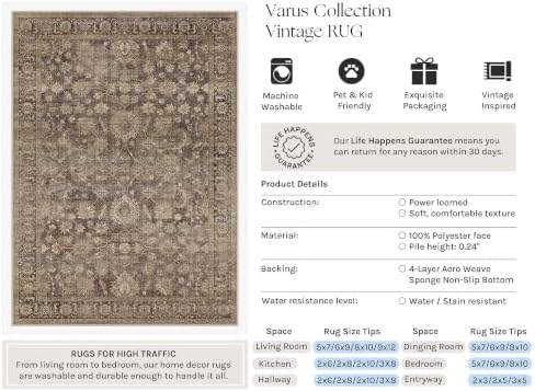 HUGEAR Brown Runner Rugs 2x10 Hallway Washable Rug - Image 3