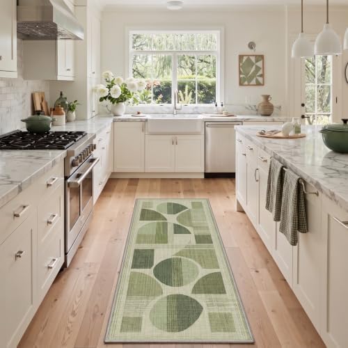 BEIMO 2x10 Washable Runner Rugs, Sage Mid Century Modern Rug - Image 2