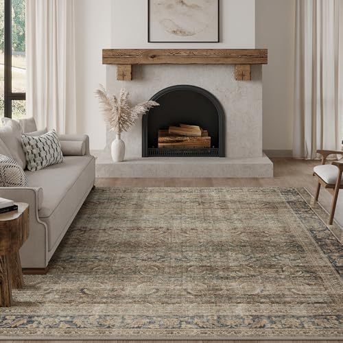 FMFUNCTEX 8x10 Washable Brown Multi Vintage Soft Area Rug by Fmfunctex