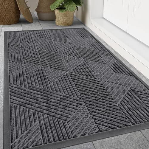 Smiry Front Door Mat Outside Entrance, Low Profile Rubber Doormat by Smiry