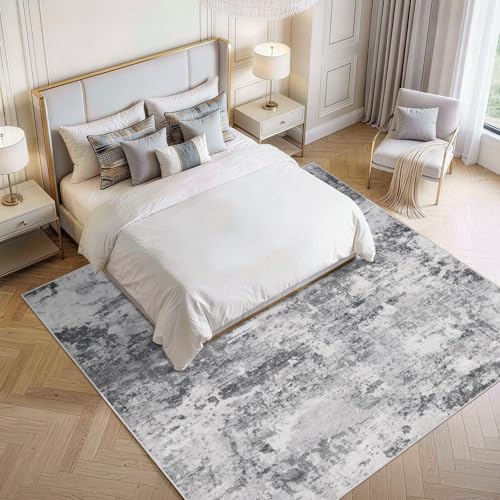 10x10 Area Rug for Living Room: Washable Abstract Non Slip Rugs Black Grey - Image 3