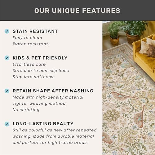Large Washable Living Room Rug 8x12 - Image 6