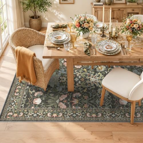 Washable 5x8 Living Room Area Rug: Vintage Water-Resistant Soft Rug - Image 2