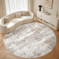 LOONGRUG Round Rug 7x7 Washable Large Neutral Modern Area Rugs Brown by LOONGRUG