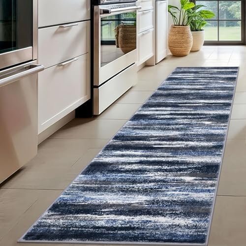 Lansny Abstract Washable 2x8 Runner Rug Non Slip Runners - Image 2