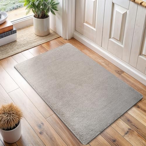 Area Rug 20 in x 30 in Door Mat, 20 in x 48 in Runner 2 Pieces Set Gray - Image 3