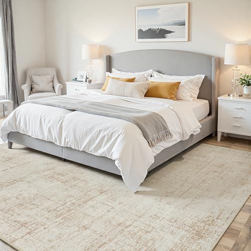 5x8 Washable Area Rug for Living Room Bedroom: Non-Slip Modern Beige White - Image 2