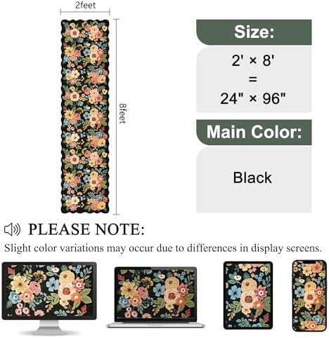 DUKINO 2x8 Washable Runner Rug, Floral Non Slip Kitchen Runner Rug - Image 2