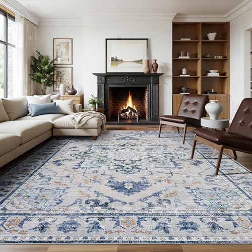 Joydeco 8x10 Area Rugs for Living Room, Non Slip Machine Washable Vintage Rug by JOYDECO