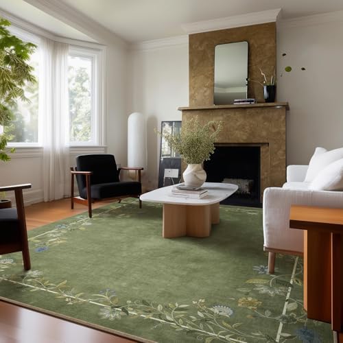 5x7 Area Rugs for Living Room: Washable Bedroom Rug Non Slip Floral Carpet by palohom