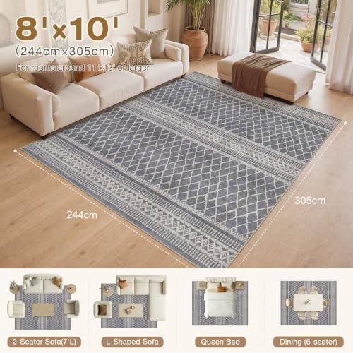 cotiled Boho 8x10 Area Rugs for Living Room: Large Moroccan Washable Rug - Image 7
